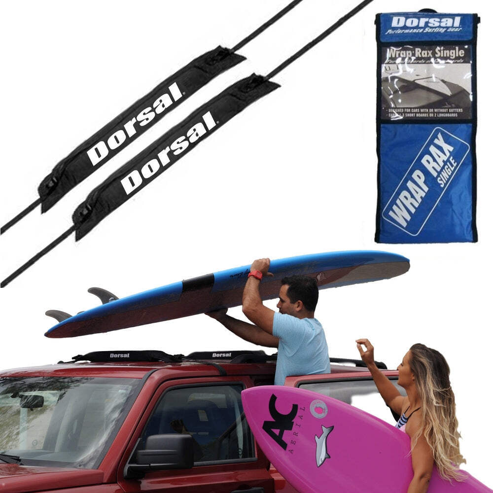 DORSAL Universal Surfboard Car Roof Wrap Rack Padded System (Holds Up to 3 Board