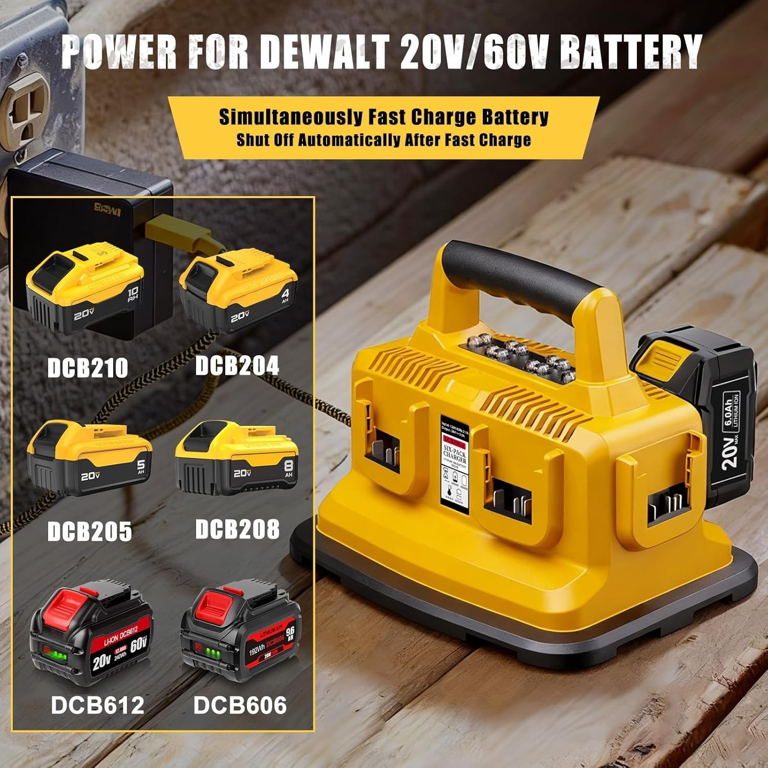 For Dewalt 20V 60V Max 6 Port Multi Fast Charger Station DCB104 DCB118 DCB1112