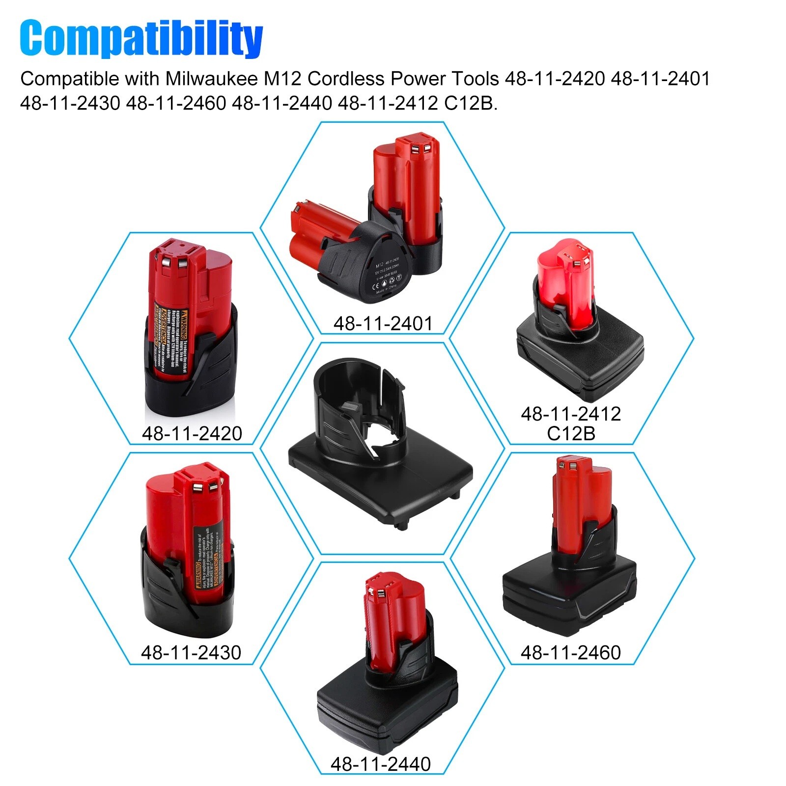 5 Pcs For Milwaukee M12 Battery Case Top Cover Replacement Shell Plastic Parts