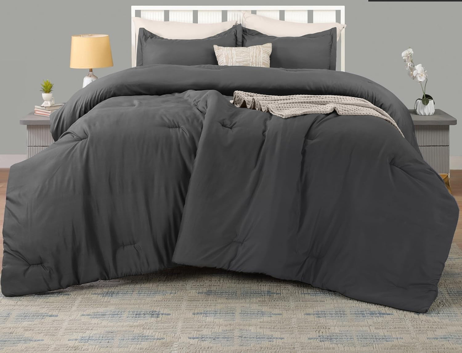 Queen/ King Size Ultra Soft 100% Cotton Down Comforter Reversible Duvet Insert
