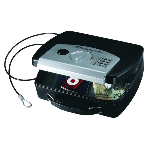 Sentry Safe P008e Compact Safe, 0.08 Cu Ft, 3 Lb, Electronic With Delay Mode,