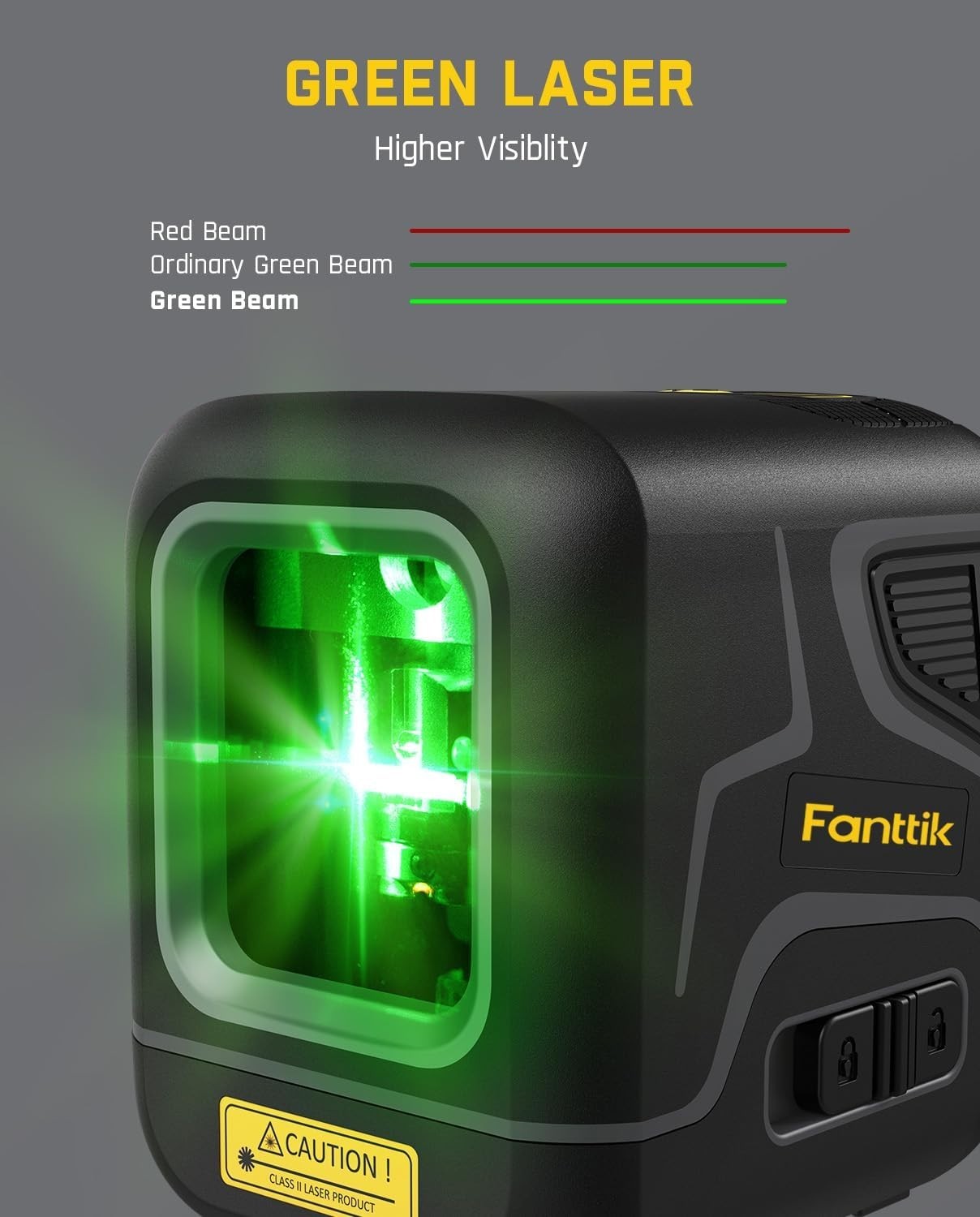 Fanttik D2 Pocket Green Laser Level, 100 ft Self-Leveling Cross Line Laser, Type
