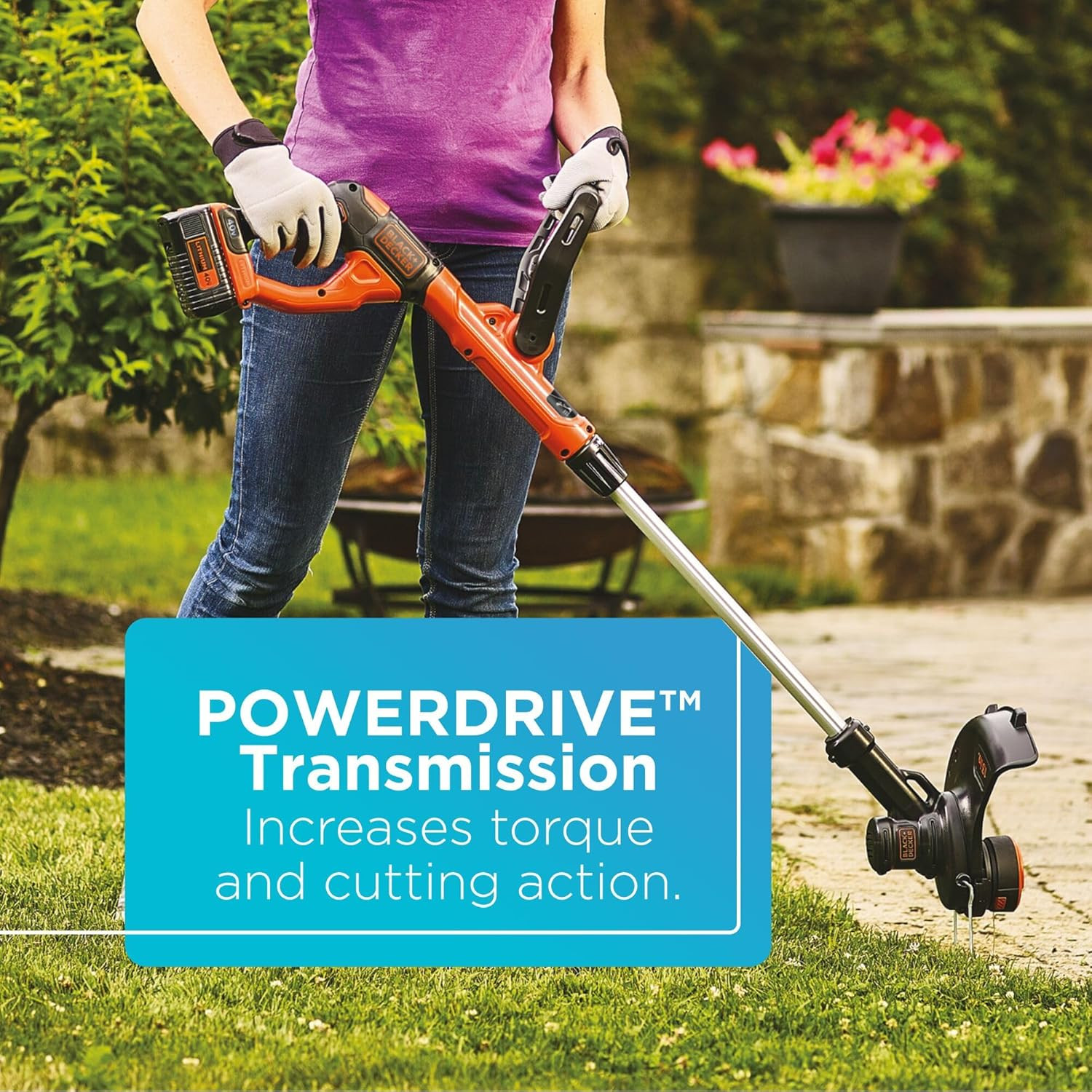 Black+Decker 40V MAX 13 Inch String Trimmer and Lawn Edger with Battery and Char