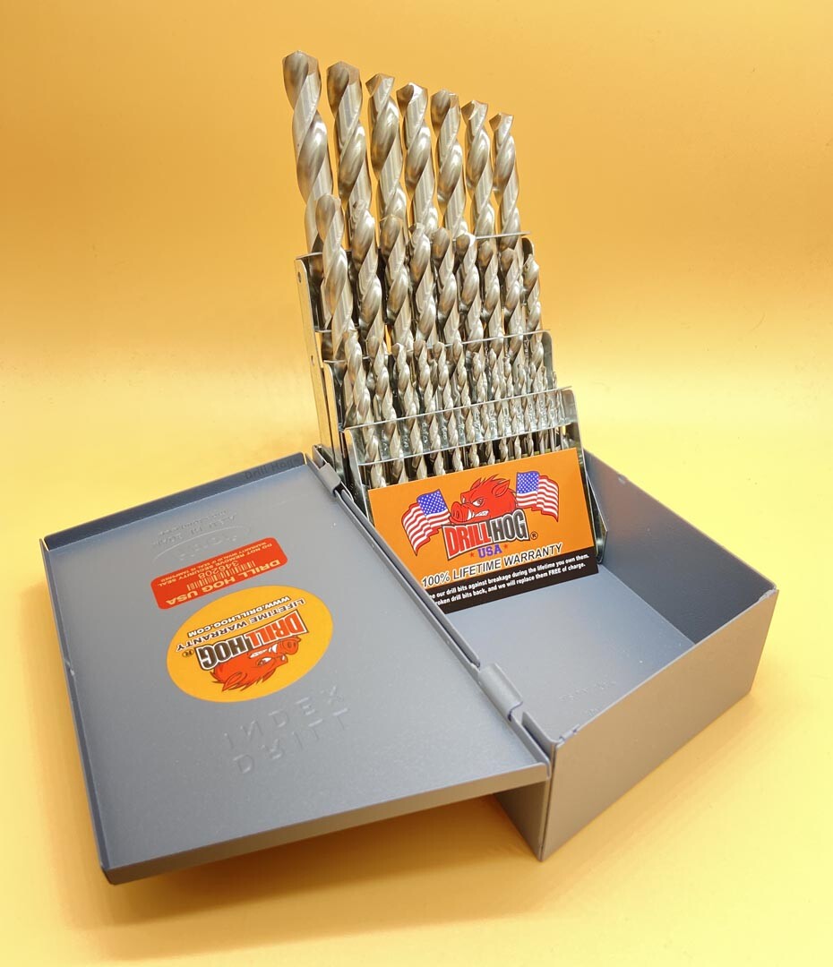 Drill Hog® 29 Pc Drill Bit Set Niobium Nb41 Metal Drill Index Lifetime Warranty