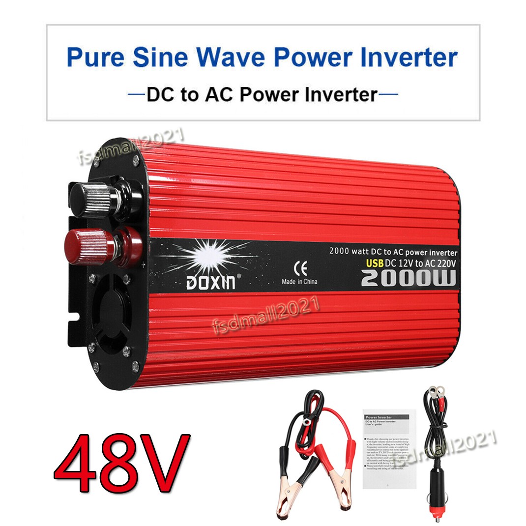 2000W Peak 48V to 110V Power Inverter Caravan Car Truck Converter Camping Boat