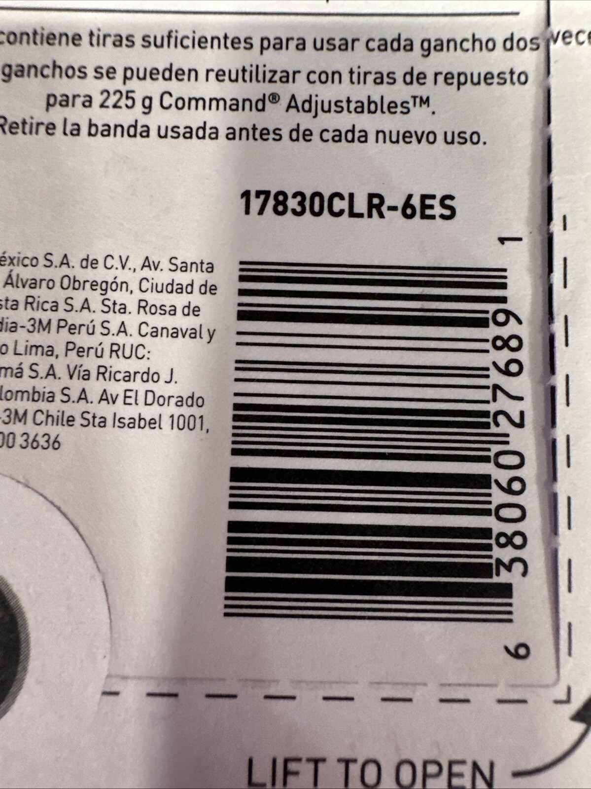 3M Command Adjustables 2 Packs 6 Clear Hooks & 12 Strips Each Pack Holds 0.5 lb