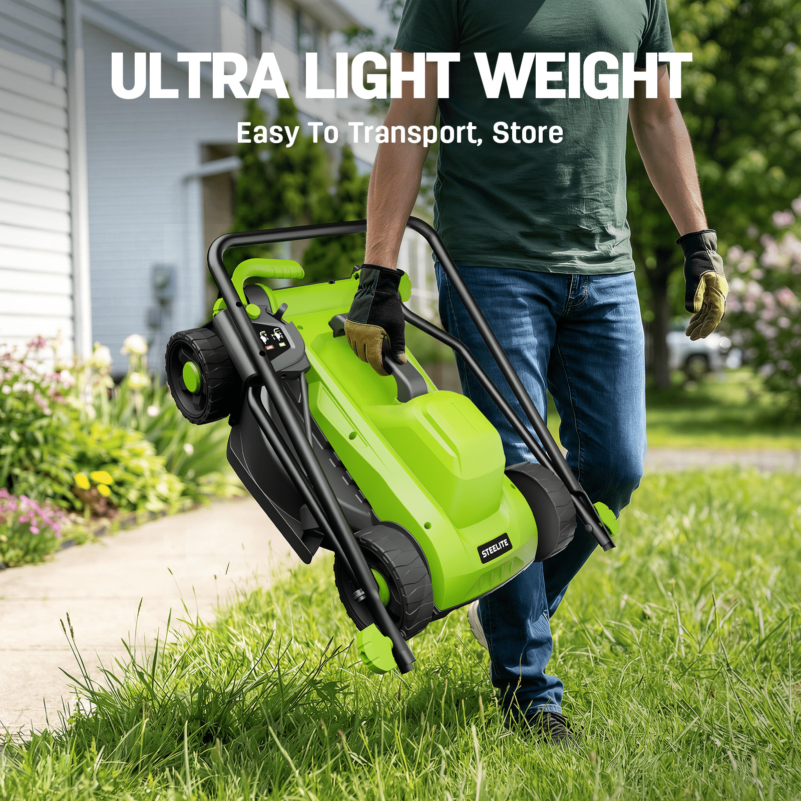Steelite 13 Inch 11-Amp Corded Electric Lawn Mower with 8-Gallon Collection Bag