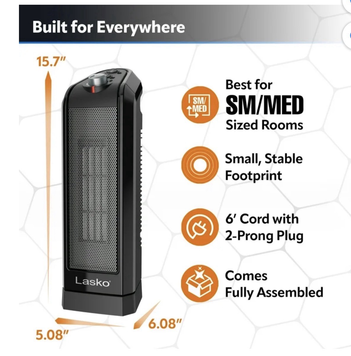 Lasko Digital Ceramic Tower Heater with Remote Control CT16670