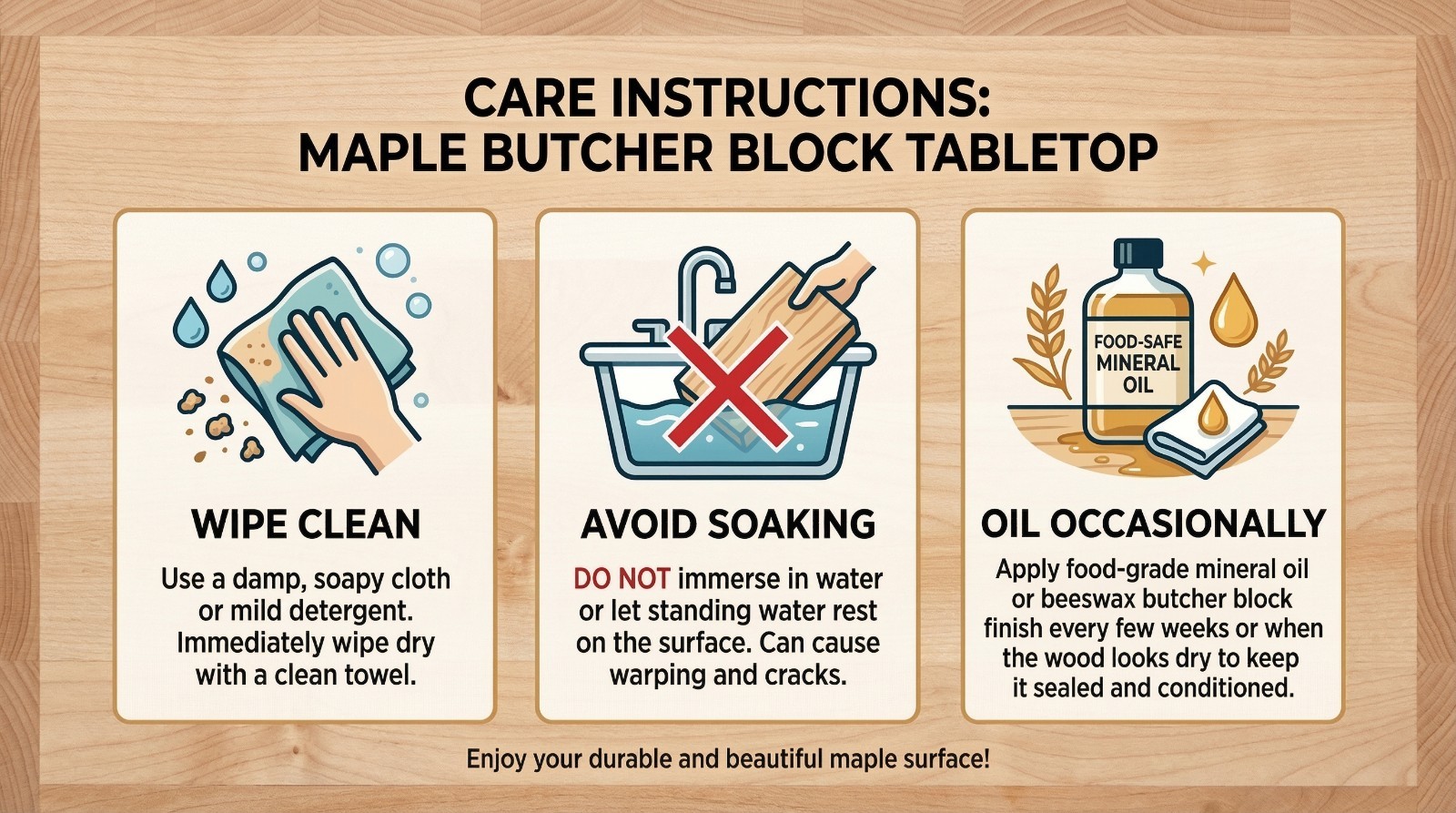 24 in. x 48 in. x 1.5 in. Solid Maple Butcher Block Countertop