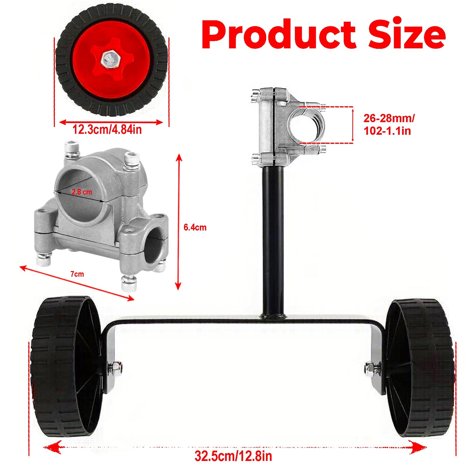 Universal String Trimmer Wheel Attachment – Fits 26mm & 28mm Shafts, Wheels f…