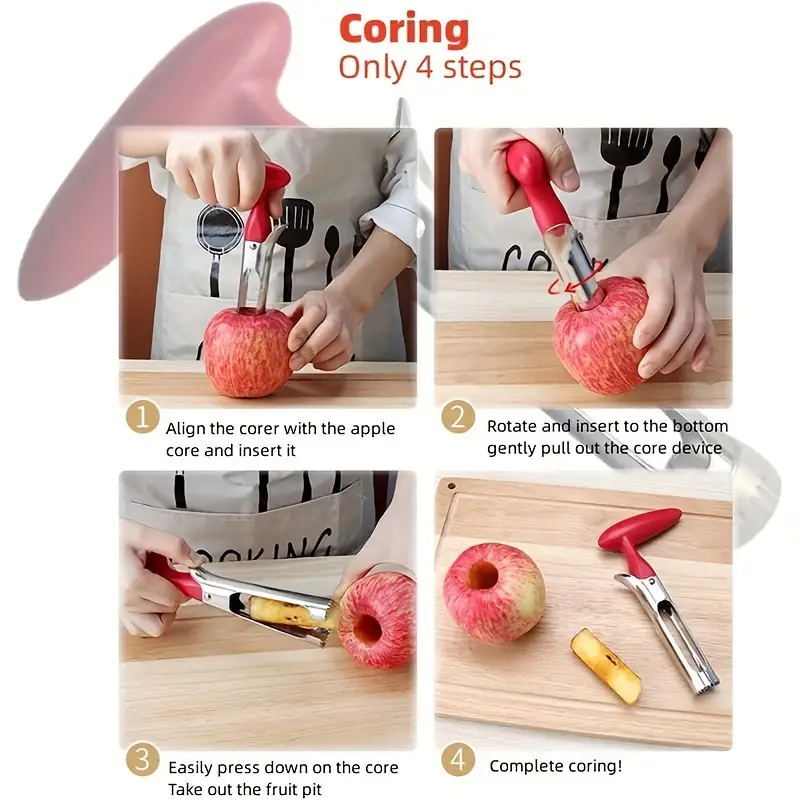 Fruit Apple Corer Pear Tools Stainless Steel Kitchen Twist Easy Core Remover US
