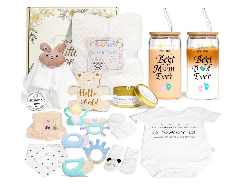 New 17 PC Unisex Baby Gift Box for New Parents, Baby Shower Gift, Gift for Baby