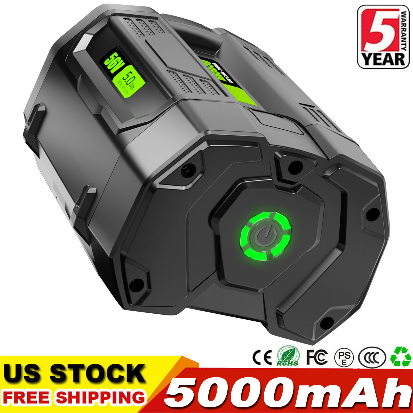 For EGO BA2800T BA5600T Power+ 56V 5.0Ah Lithium-Ion Battery 56 Volt POWER Tools