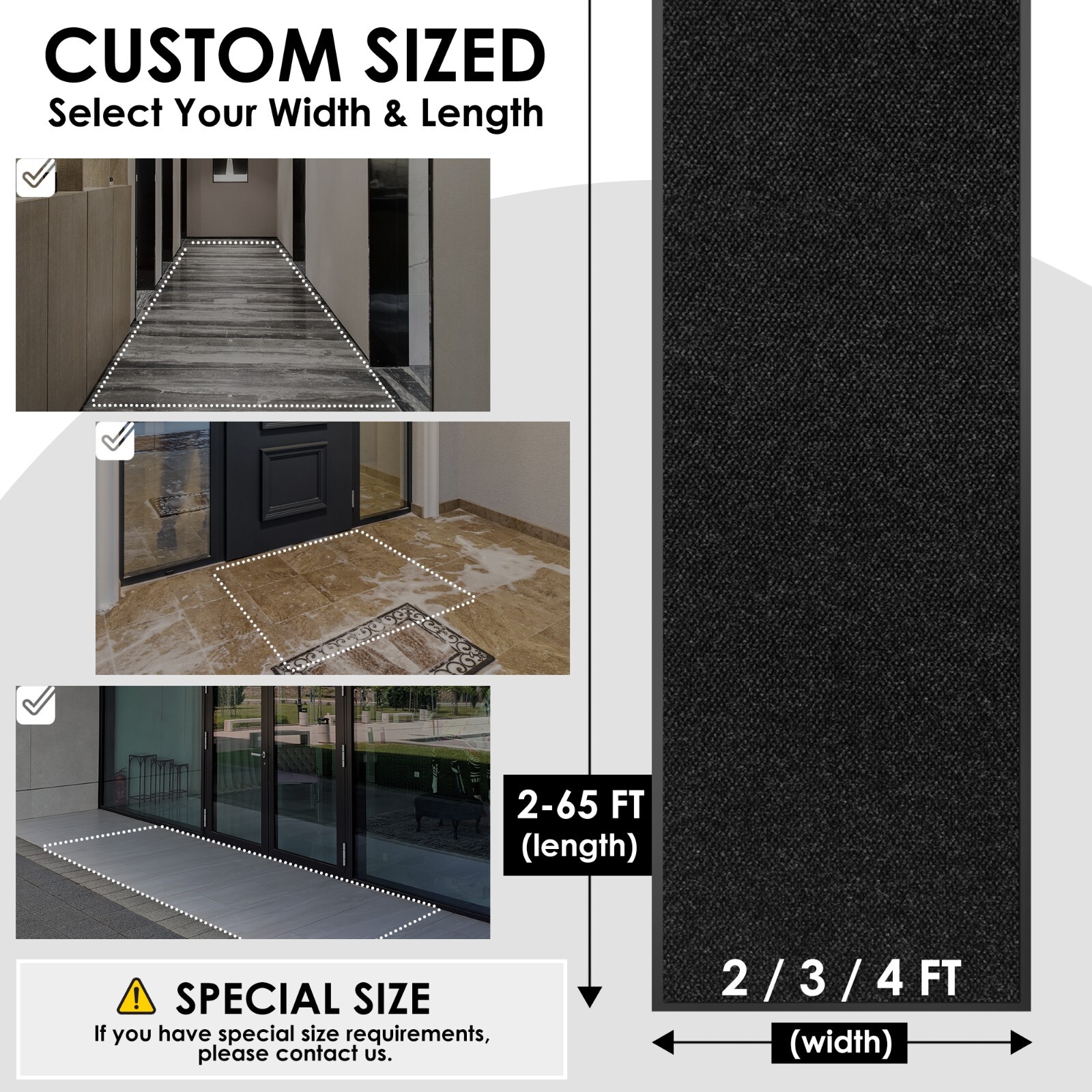 Commercial Entrance Mat Indoor Outdoor Heavy Duty Industrial Floor Mats Black
