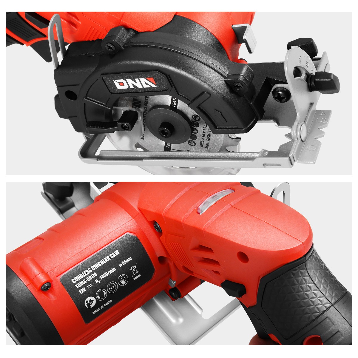 DNA Motoring TOOLS-00174 12V Compact Cordless Circular Saw w/Blade+Hex Key Red