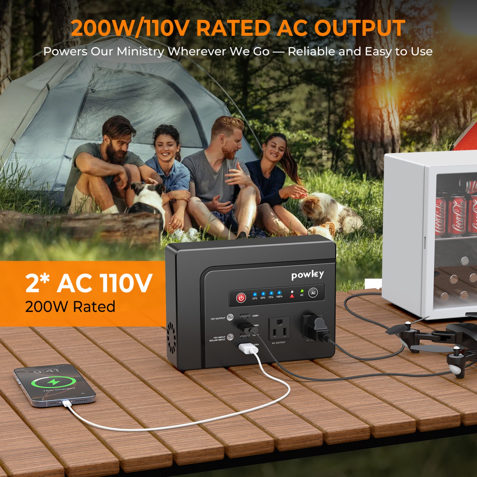 Portable Power Station Battery Charger AC DC 146Wh 100W Small Solar Generator