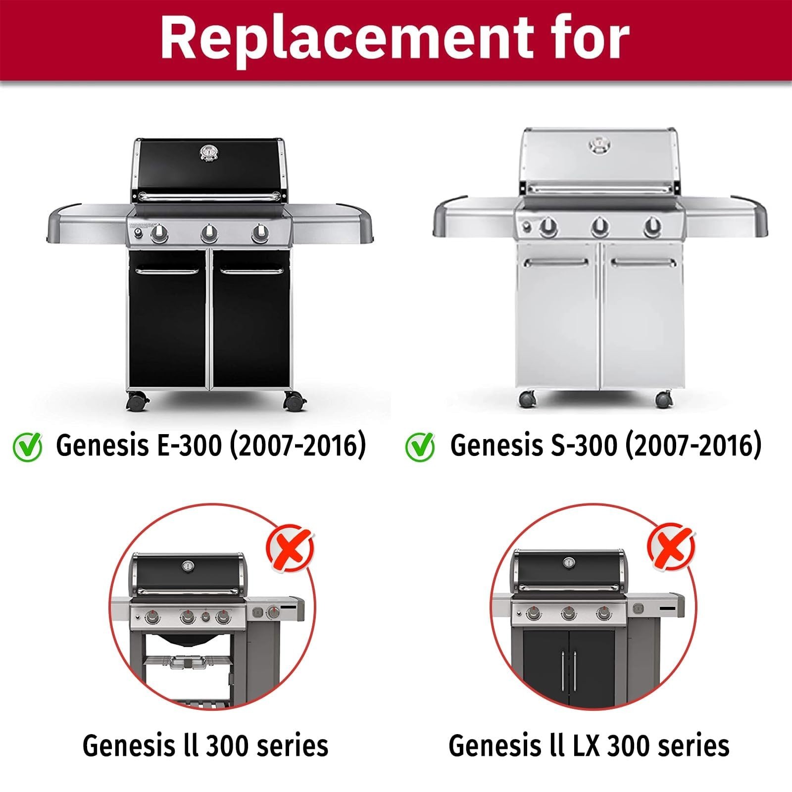 For Weber Genesis 300 Series 7524 7528 19.5″ Grill Grates Replacement Cast Iron