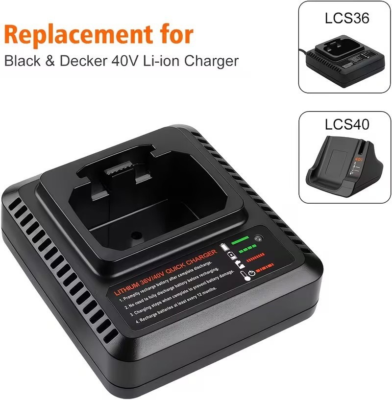 For Black & Decker 40V Charger LCS40 LCS36 Lithium Battery LBX2040 LBXR36
