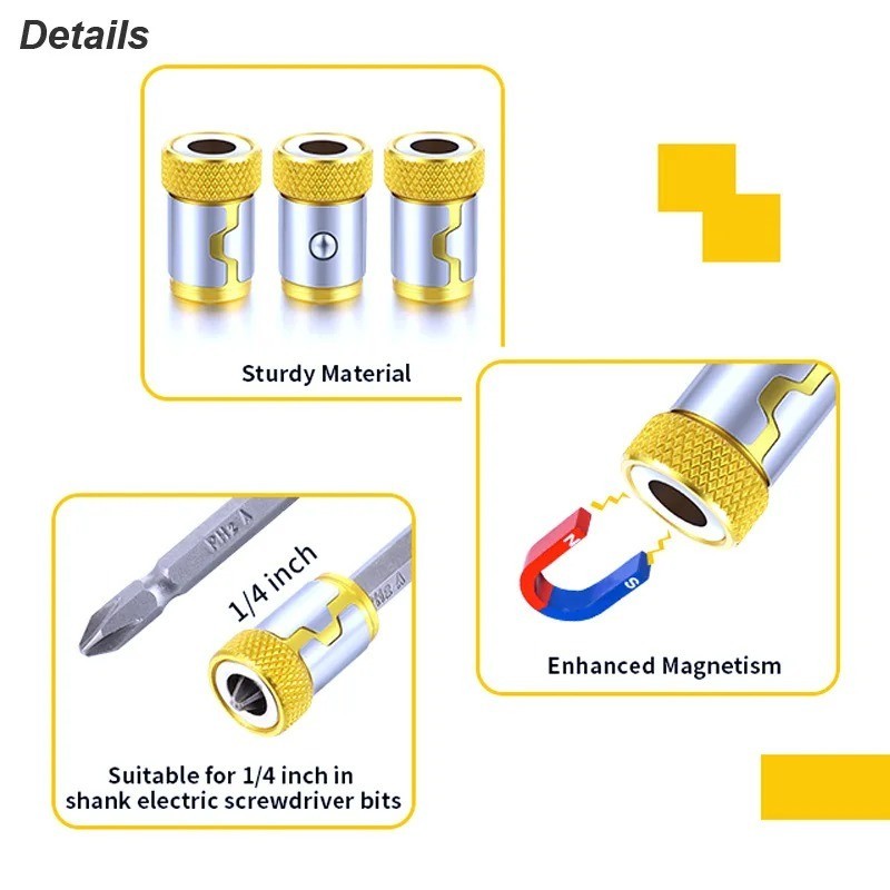 Magnetic Screwdriver Bit Holder Strong Magnet Ring 1/4 Quick Change Adapter Tool