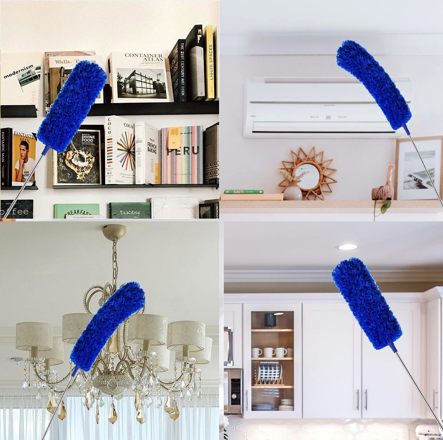 Microfiber Ceiling Fan Duster & Cobweb Cleaning Brush Cleaner Kit Extension Pole