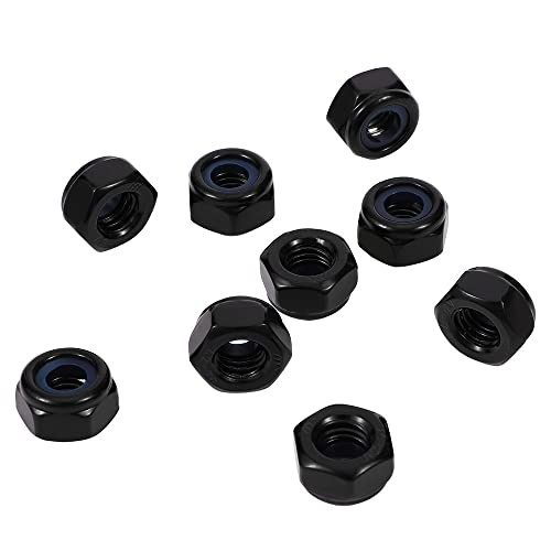 Nylon Insert Hex Lock Nuts Locknuts, 304 Stainless Steel 18-8 1/4-20 25 Black