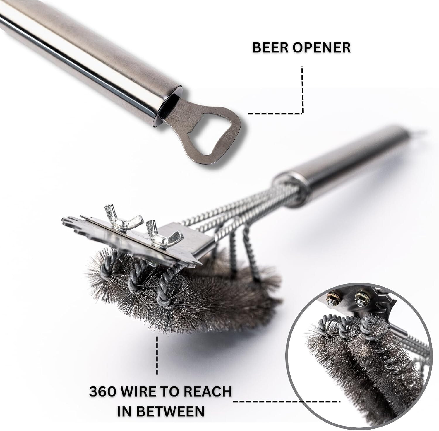 The Rolls Royce of Grill Brushes Stainless Steel BBQ Durable Double Scraper