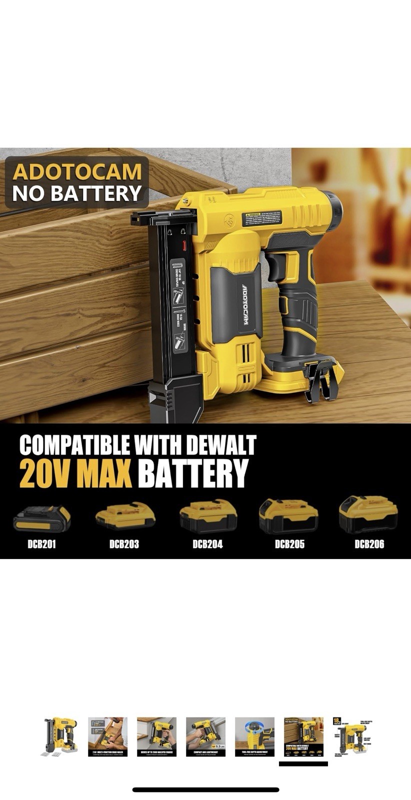 18GA Cordless Brad Nailer for Dewalt 20V Battery (Tool Only), 2 in 1 Cordless…