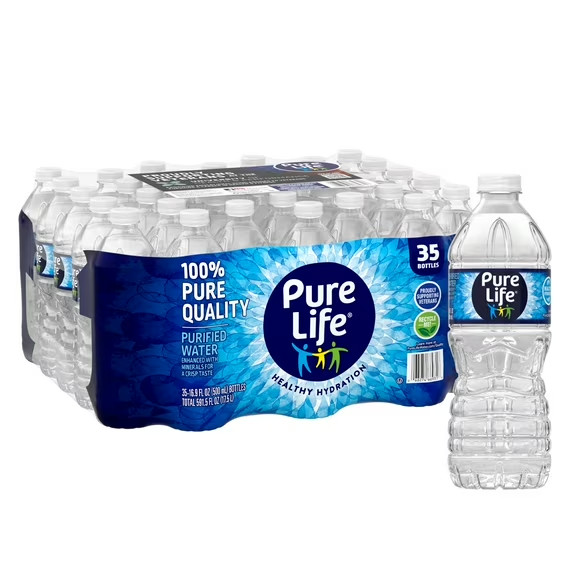 Pure Life Purified Water, 16.9 Fl Oz / 500 mL, Plastic Bottled Water (35 Pack)