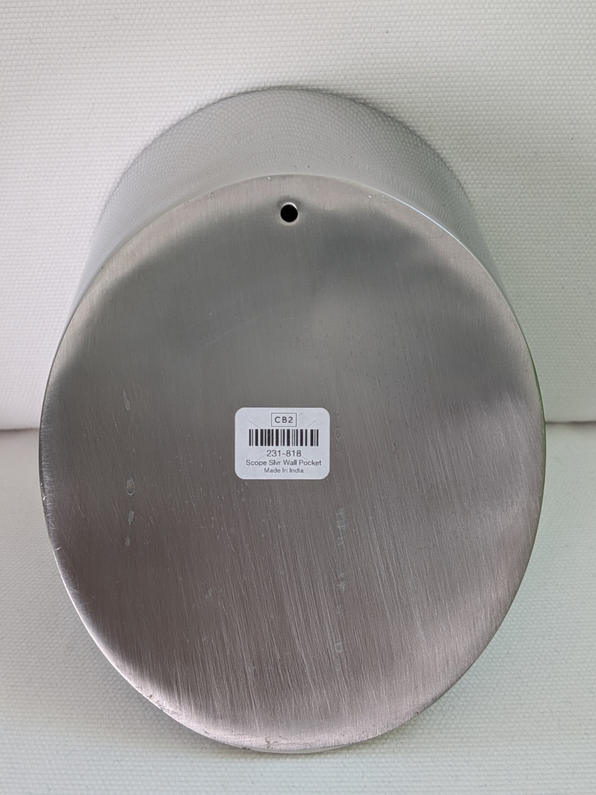 CB2 Shiny Silver Scope Wall Pocket Hanging Cylinder Shelf Oraganizer