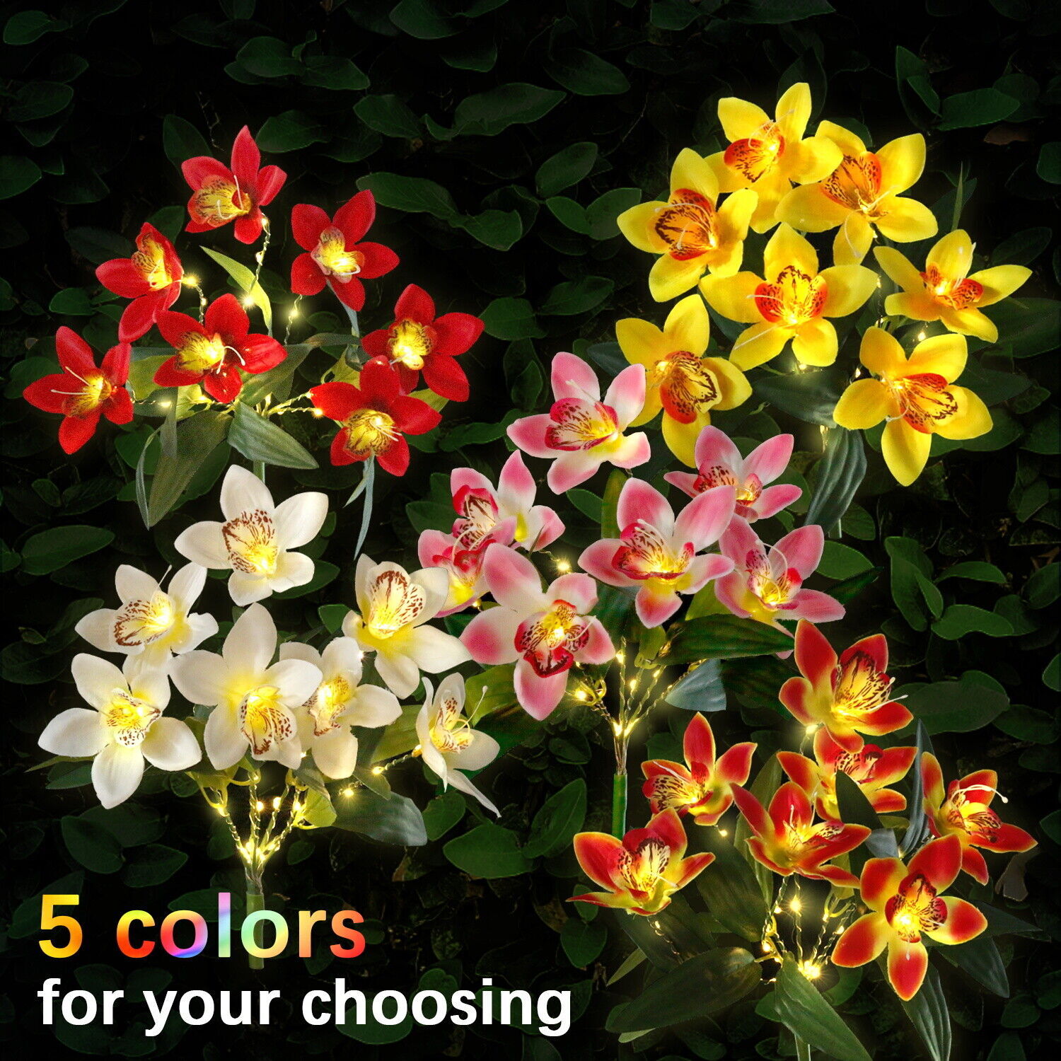 Solar LED Garden Lights Flower Stake Lamp Outdoor Yard Waterproof Patio Decor