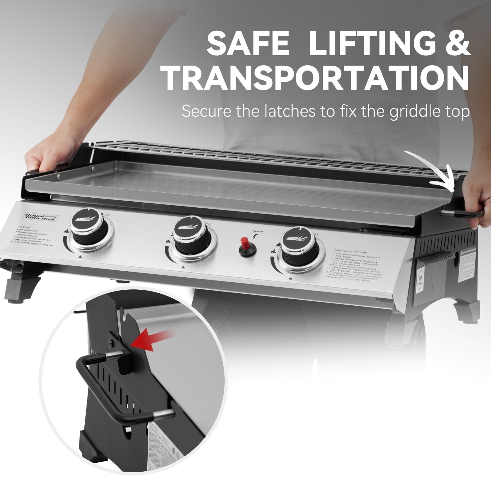 Royal Gourmet 24-Inch Tabletop Propane Griddle w/ Warming Rack & Two Handles
