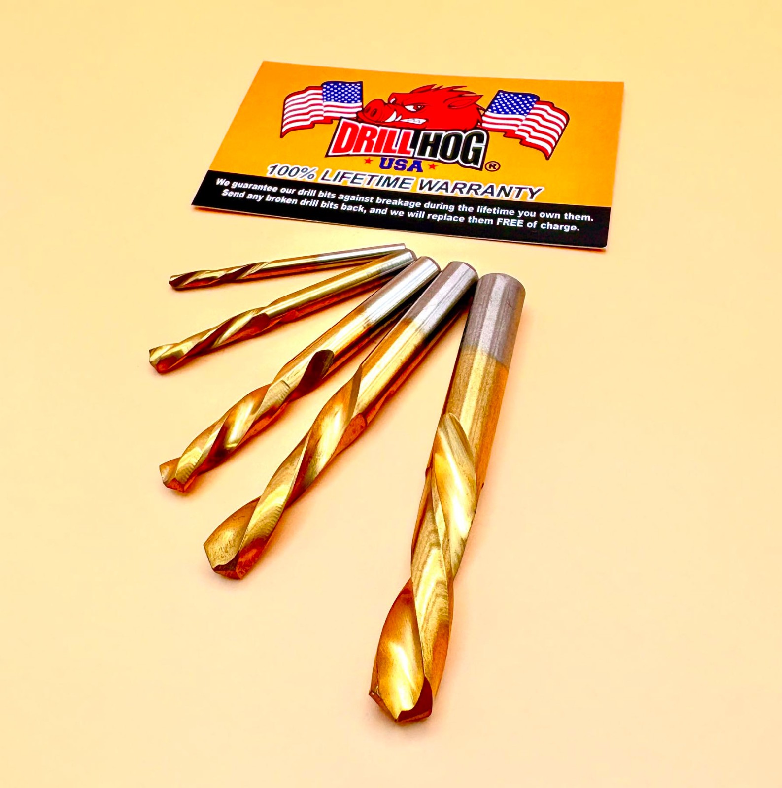 5 Pc Left Hand Drill Bit Set Bits Stubby Cobalt M42 Drill Hog® Lifetime Warranty