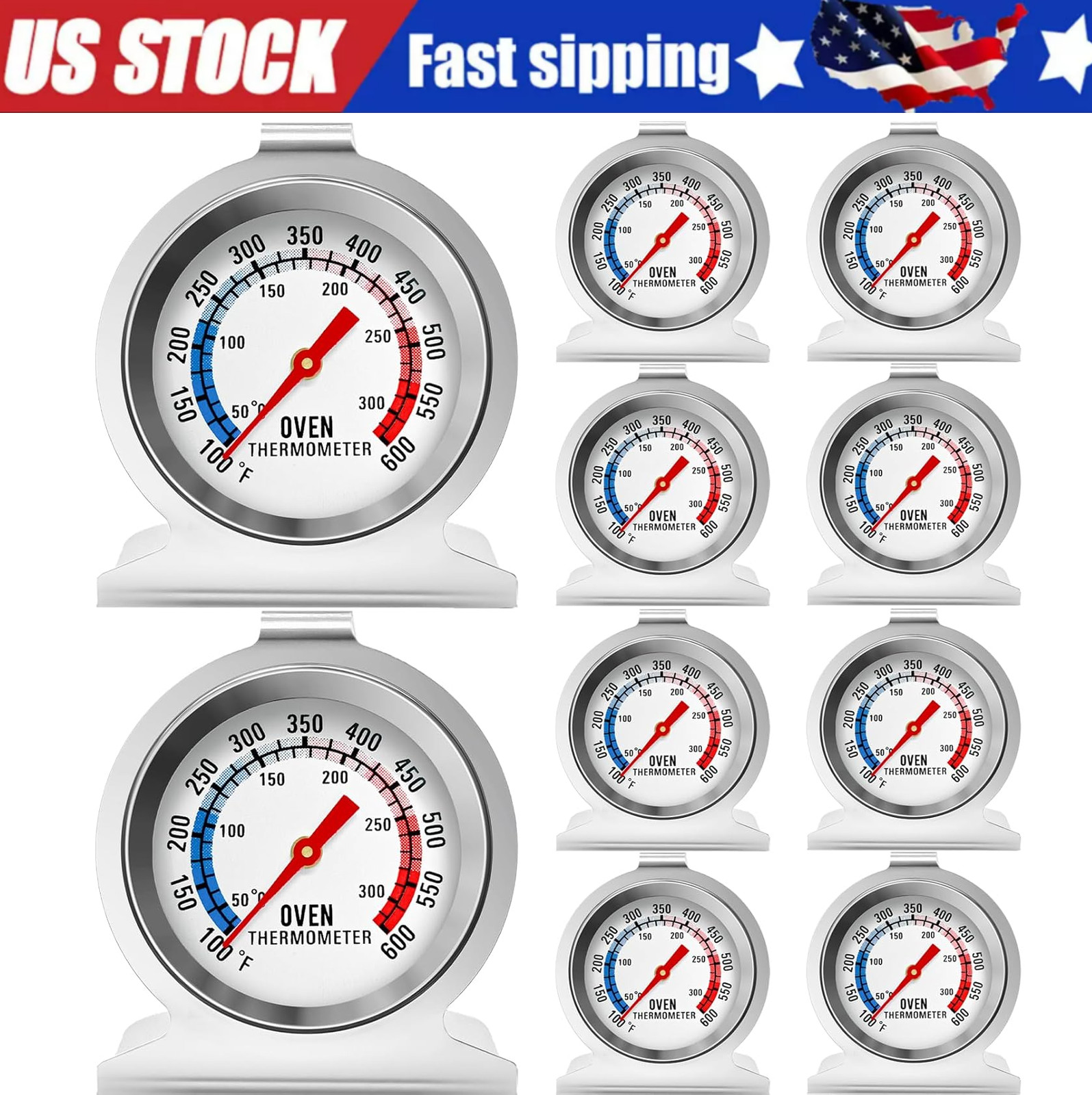 Oven Thermometer Stainless Steel Classic Stand Up Food Meat Temperature Gauge5-1