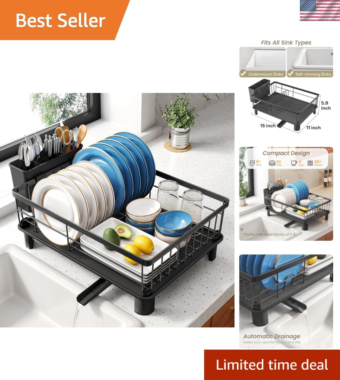 Dish Drying Rack – Small Dish Rack for Kitchen Counter, Stainless Steel Dish …