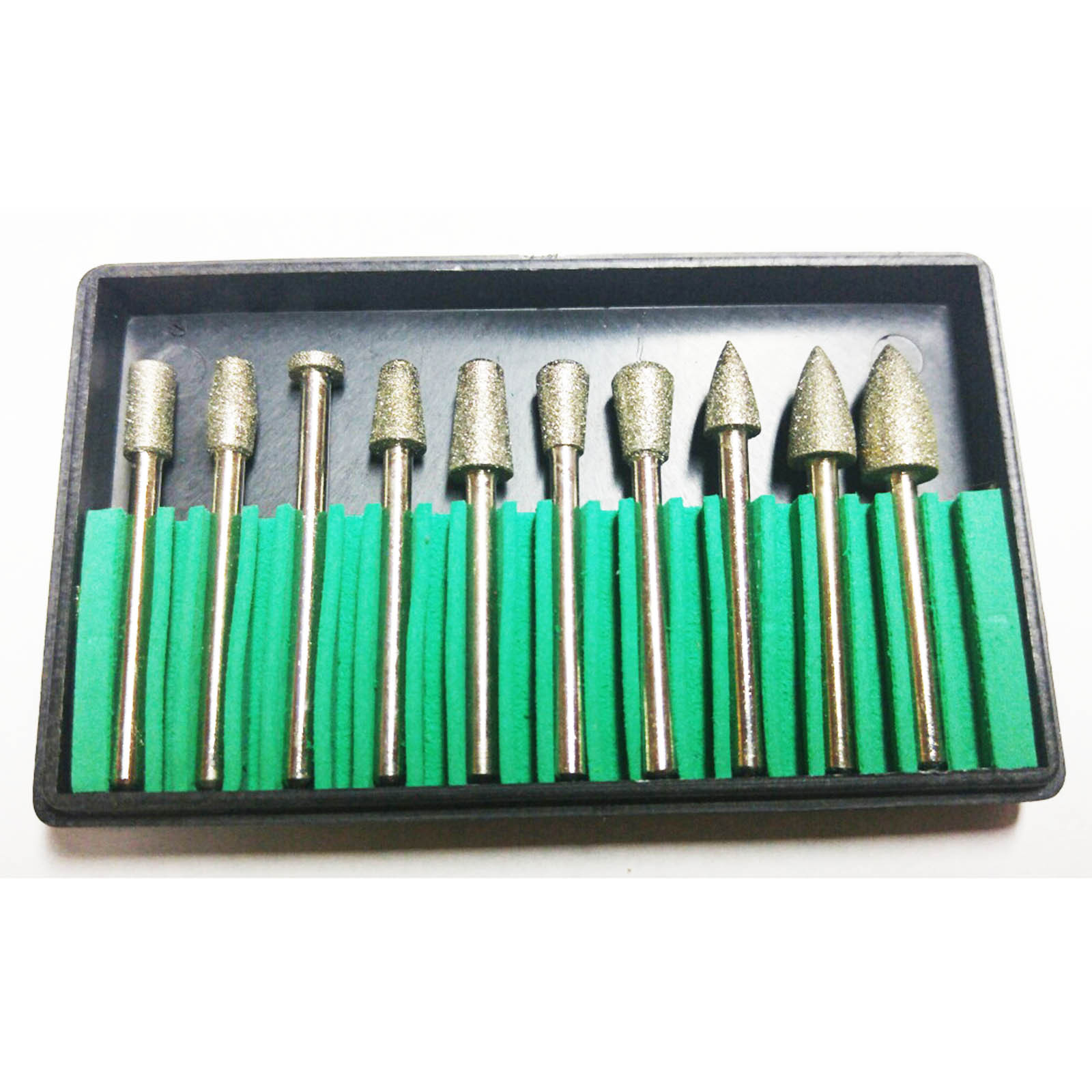 SE 10 Piece Set Assorted Diamond Burrs 150 Grit 1/8 Inch Shank