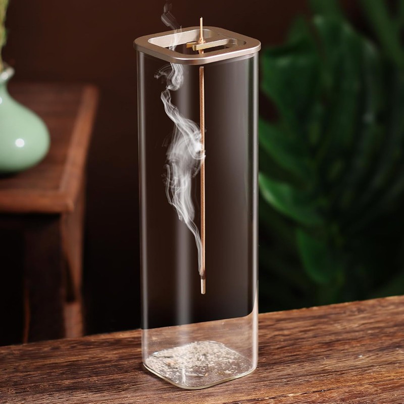 Incense Holder For Sticks Insence-Stick Holder With Removable Glass Ash Catcher
