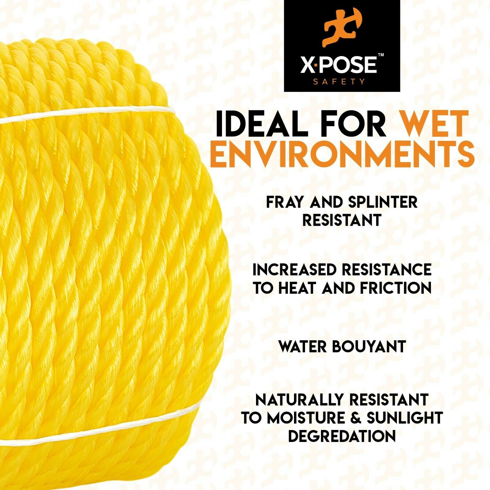 Twisted Polypropylene Rope – Yellow Floating Poly Boat Rope