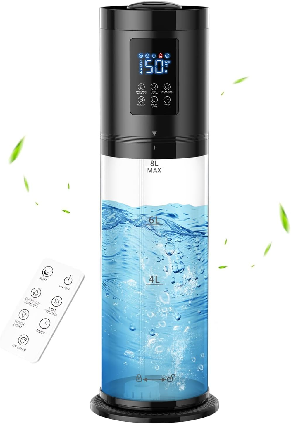 8L Humidifiers for Bedroom, 30dB Quiet, 500ft² Coverage, 60H Runtime, Top Fill,