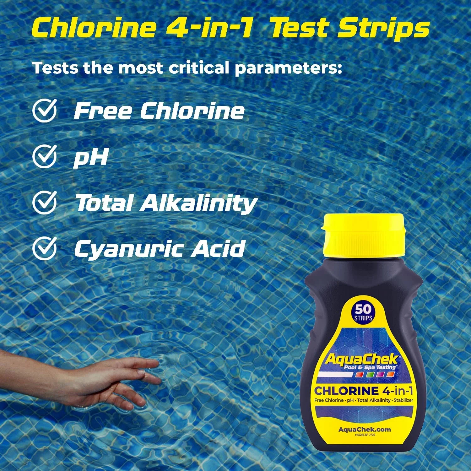 AquaChek Yellow 4-in-1 Pool & Spa Test Strips – 50 count (Pack of 4)