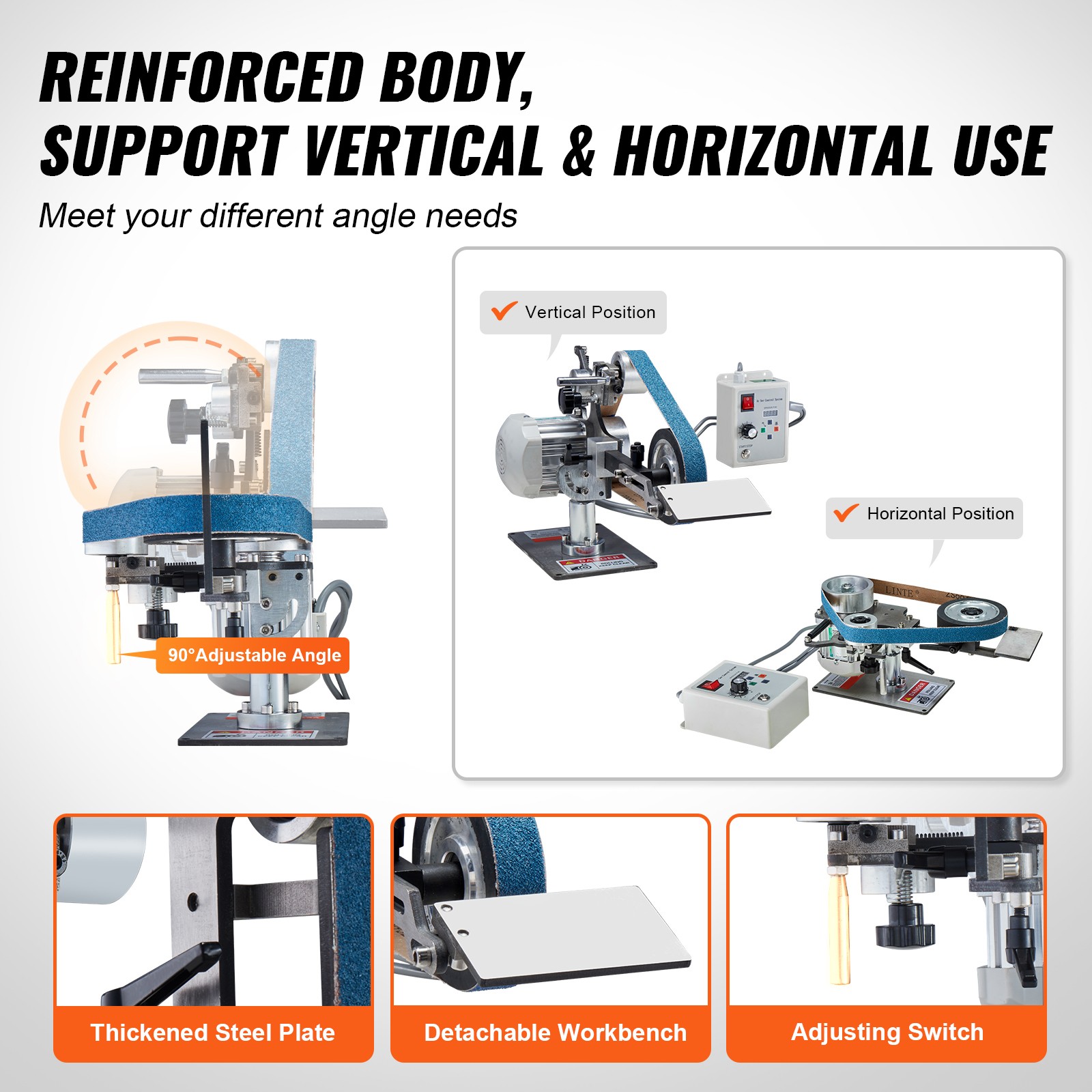 Belt Grinder Sander 30 x 1-Inch Variable Speed with VFD 2 Grinding Moulds