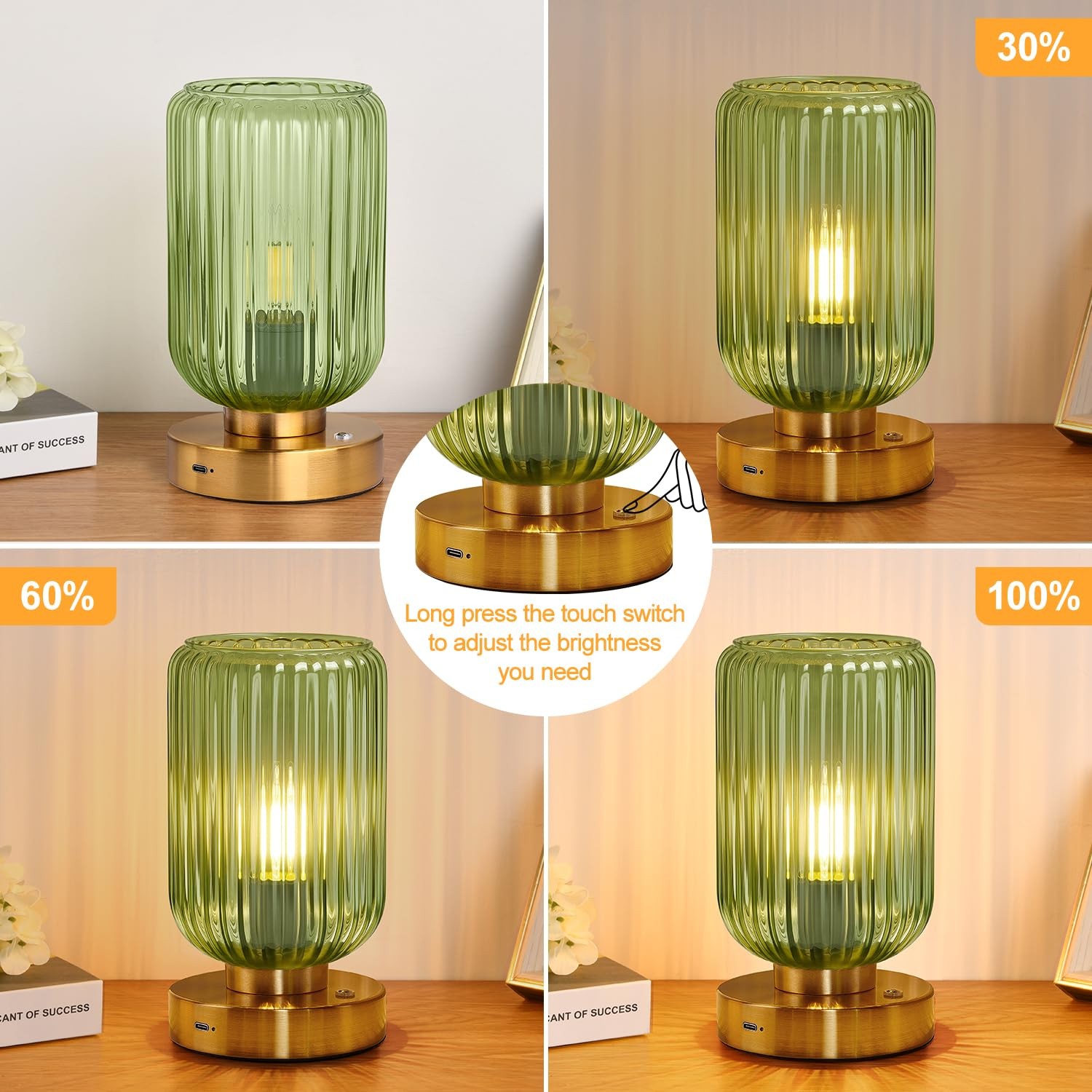 Cordless Table Lamp for Bedroom, 7500mAh Rechargeable Battery Operated Lamp, …