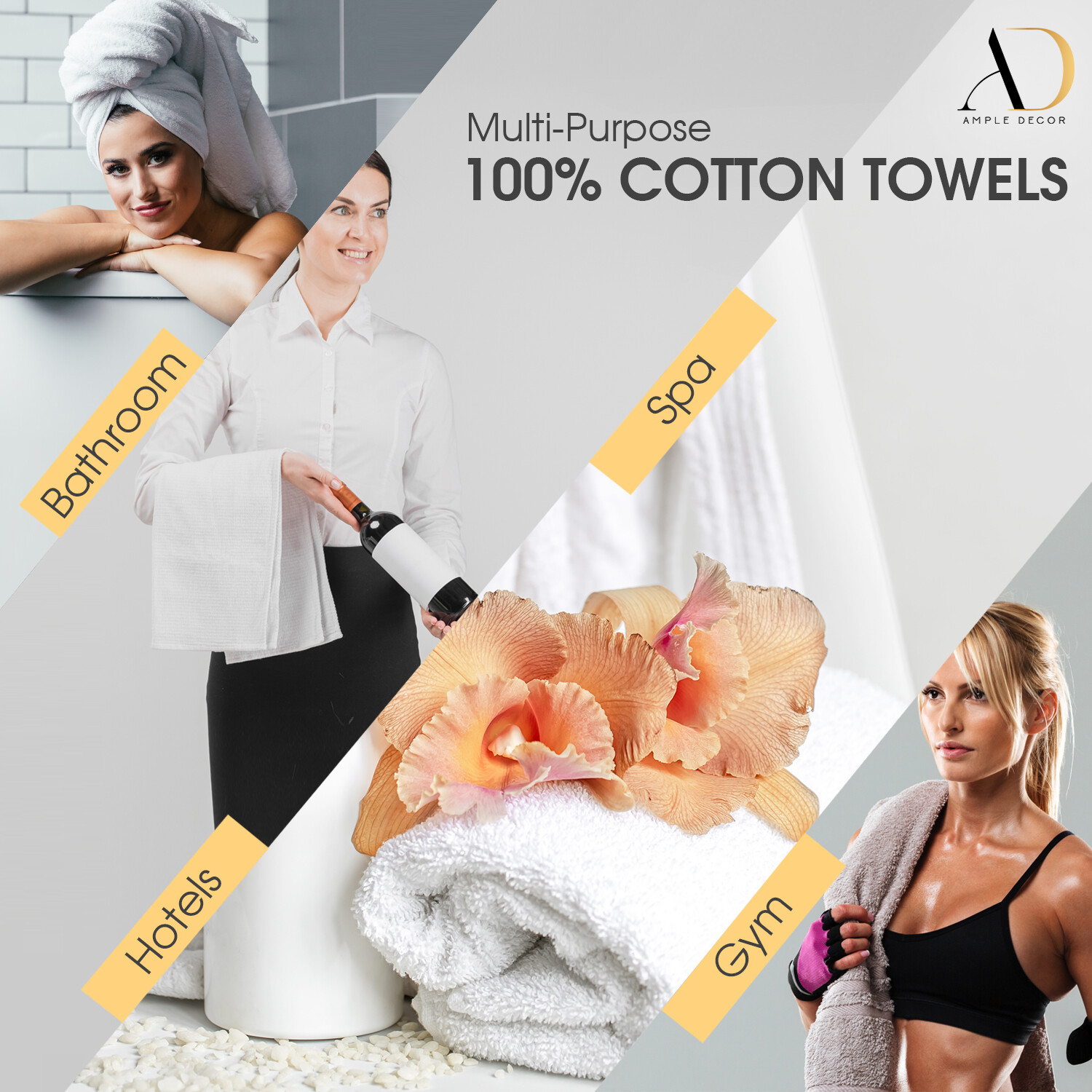 Ample Decor Wash Cloths Pack of 10/20/50 100% Cotton High Absorbency Soft