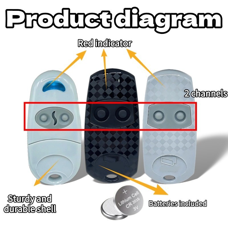 CAME TOP432EV 2 Button Black Gate Remote Control Key Fob Garage Door