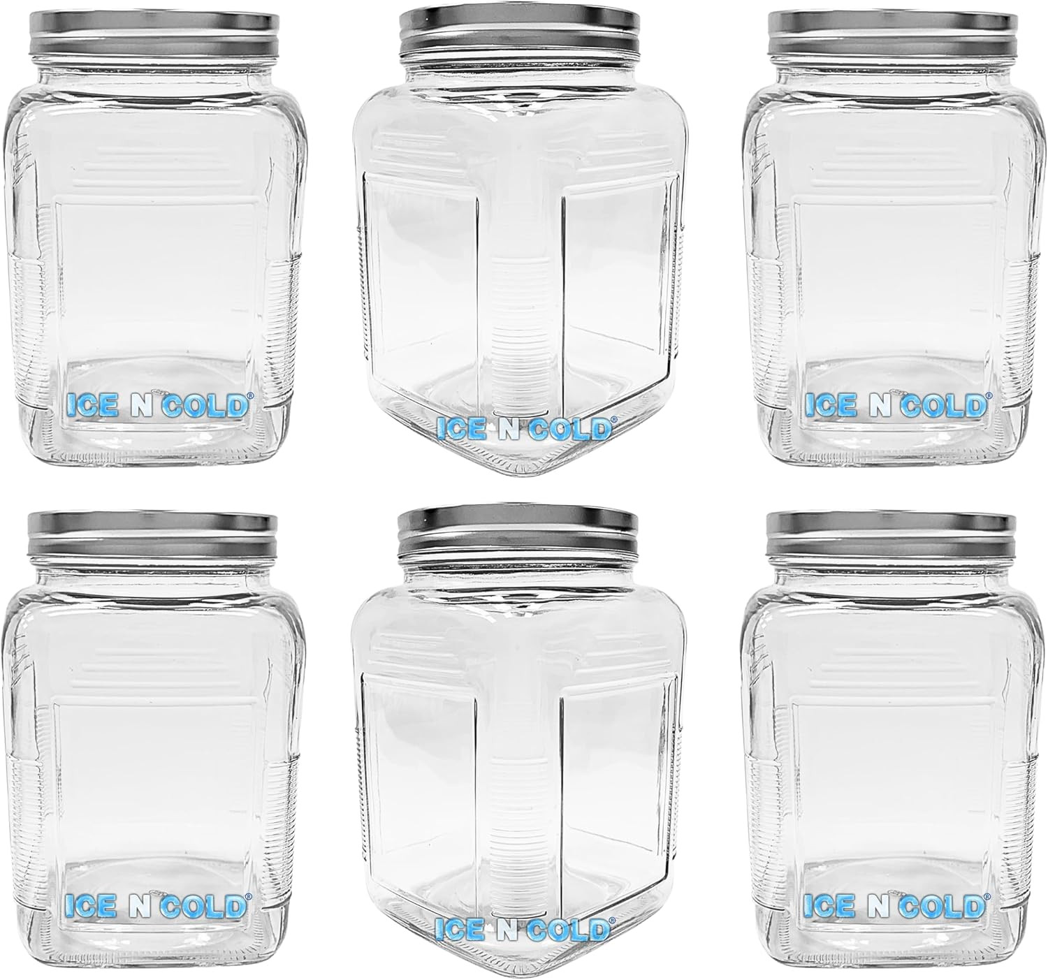 3-Liter Glass Storage Jar – 0.79 Gallon, 101 Oz, with Brushed Aluminum Lid (6)
