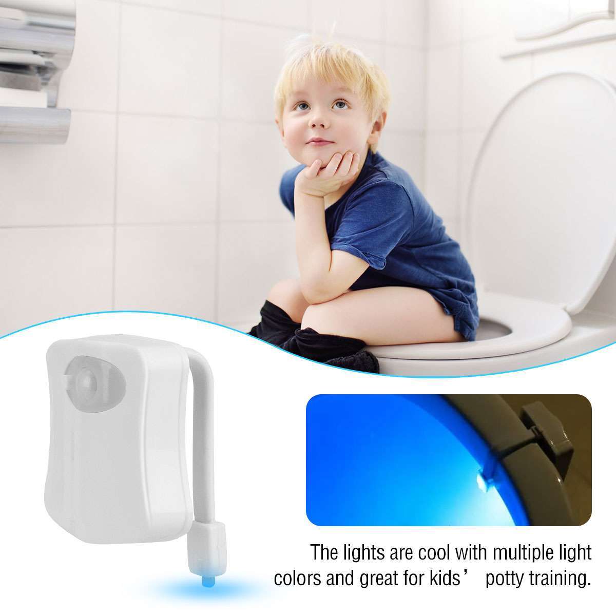 4Pcs Motion Activated LED Bathroom Toilet bowl Night Light 16 Colors Kids Safe
