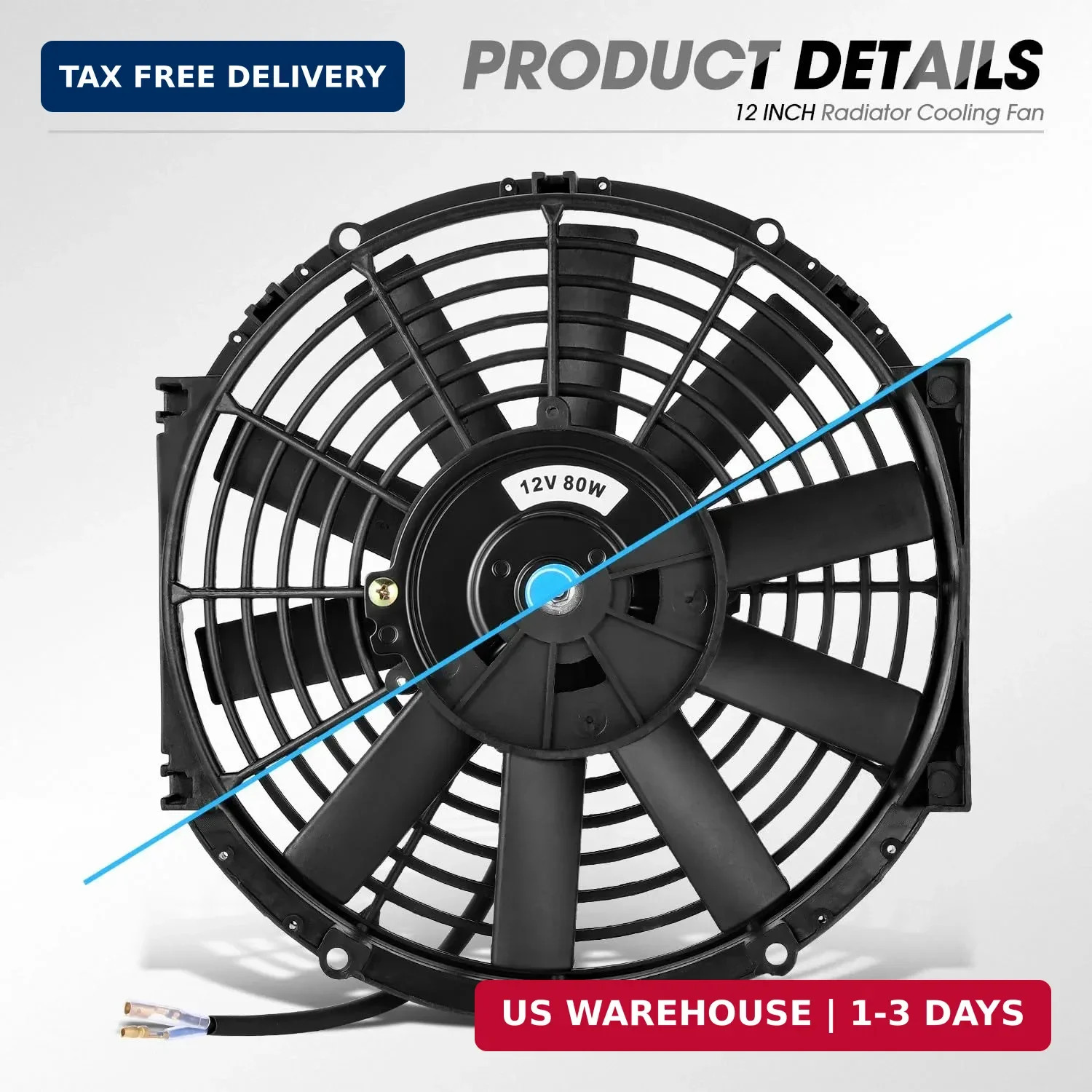 DNA Motoring 2pcs 12Inch Electric Radiator Cooling Fan Thermostat Wiring Switch