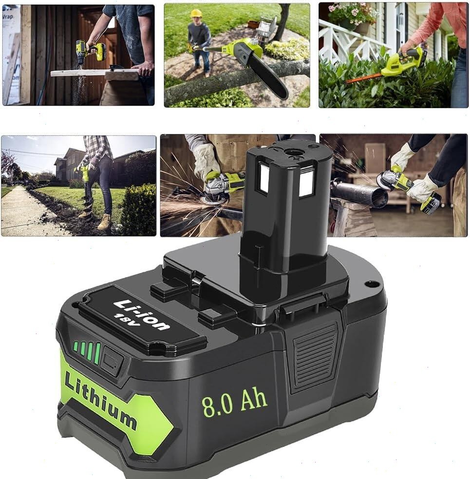 2Packs Max 8.0Ah For RYOBI 18V Lithium-Ion P108 High Capacity Battery/Charger