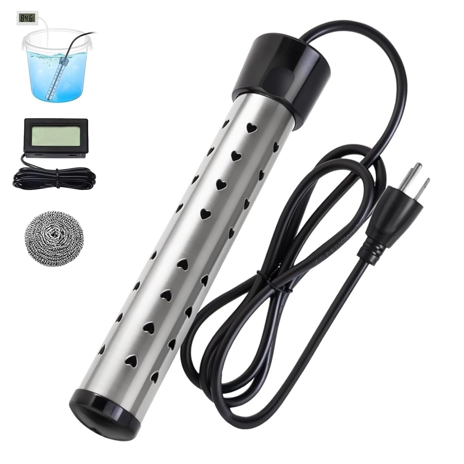 Pool Water Heater above Ground, 2000W Portable Thermostat Auto Shutoff Pool Heat
