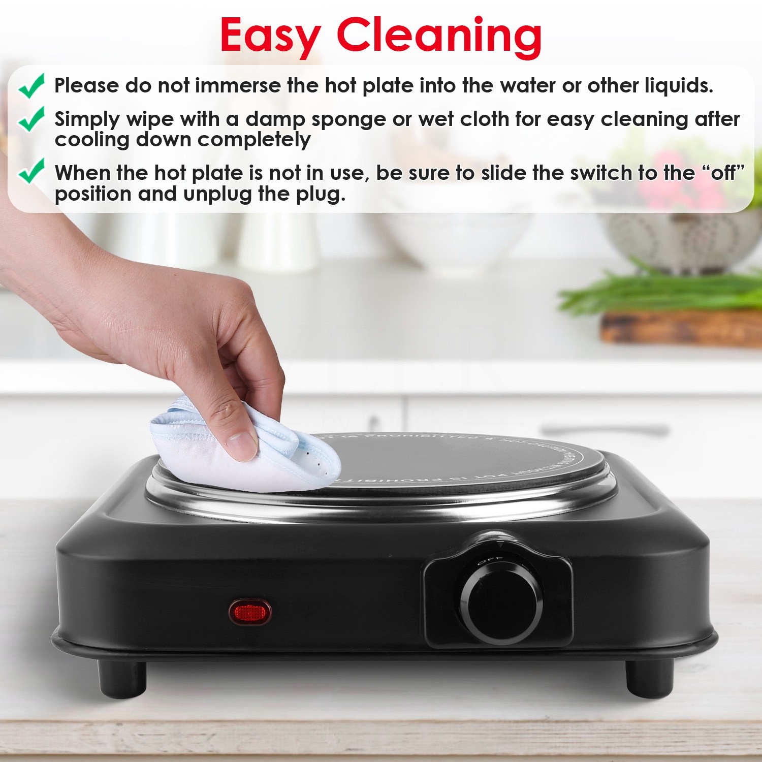 Adjustable Temperature Electric Burner Countertop Hot Plate Cooktop Stove