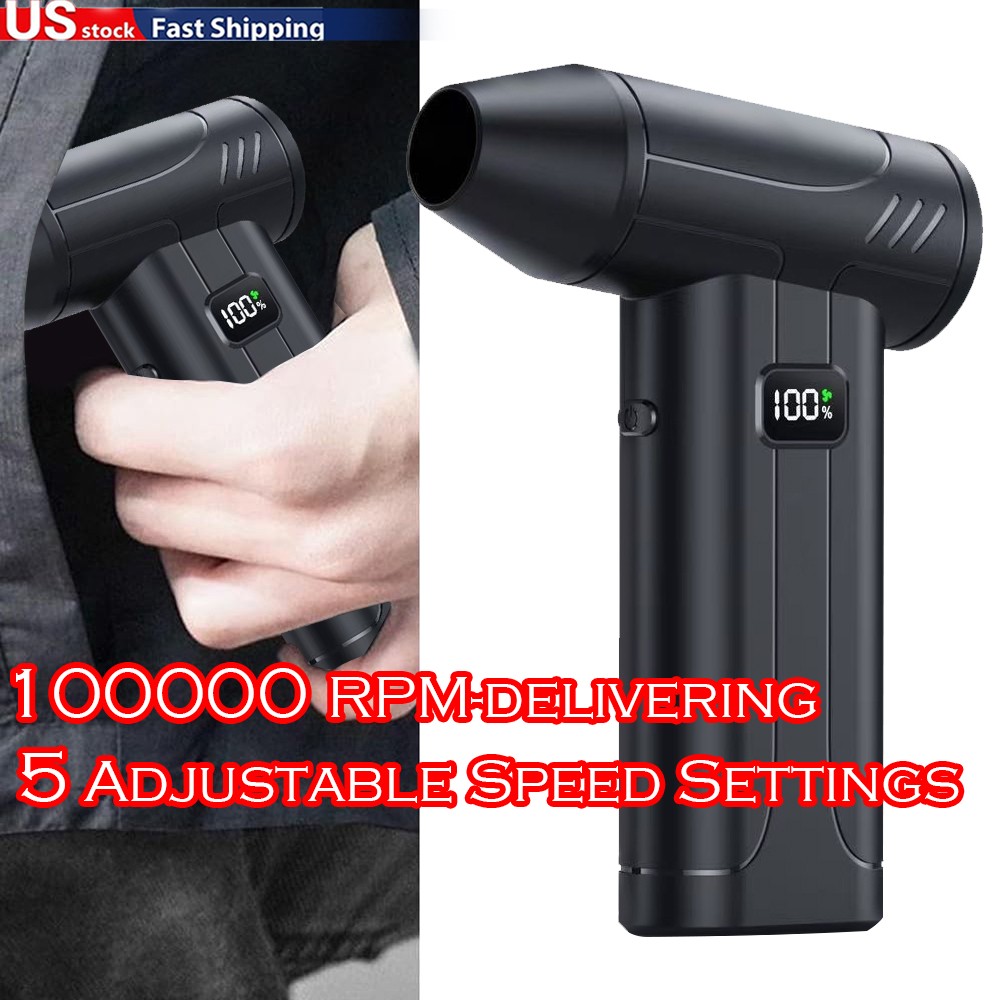 100000RPM Rechargeable Electric Air Duster Cordless Turbo Blower Mini Dust Snow